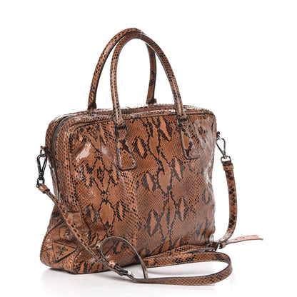 Prada Shiny Python Bauletto Tote Brandy 3 of 11