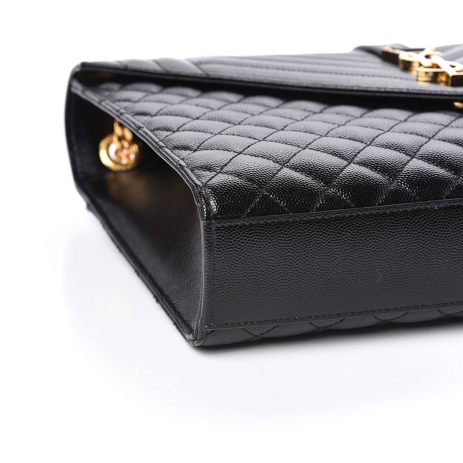 Saint Laurent Grain De Poudre Textured Mixed Matelasse Large Triquilt Monogram Satchel Black 8 of 10