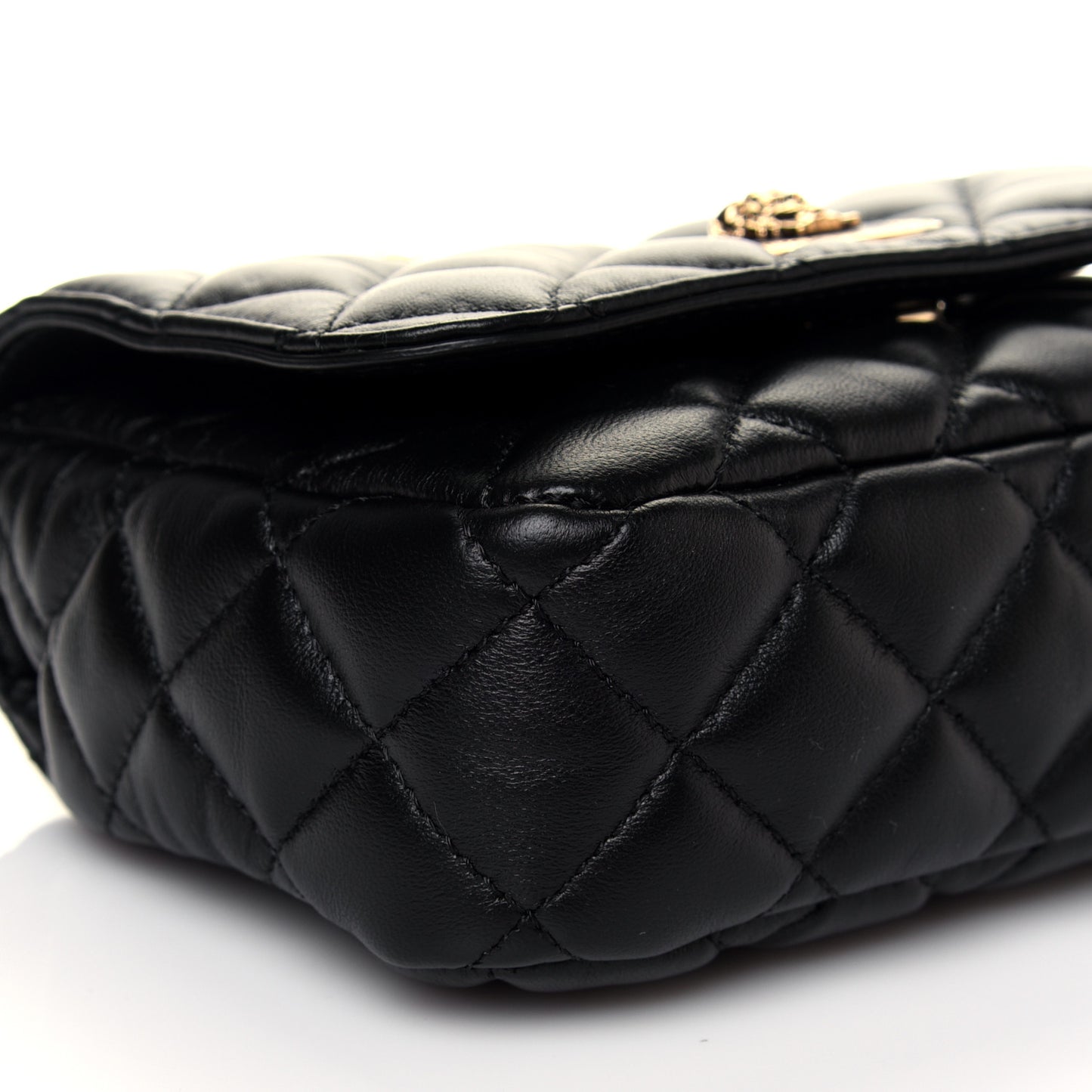 Nappa Quilted Small Medusa Chain Crossbody Black