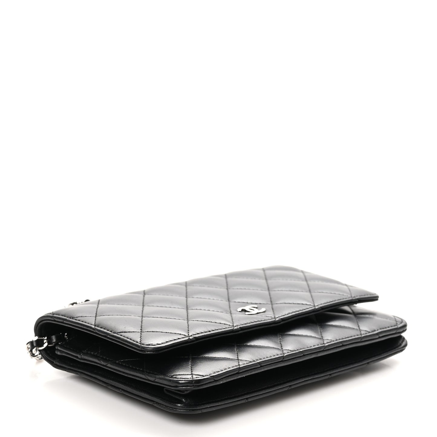 Lambskin Quilted Wallet On Chain WOC Black