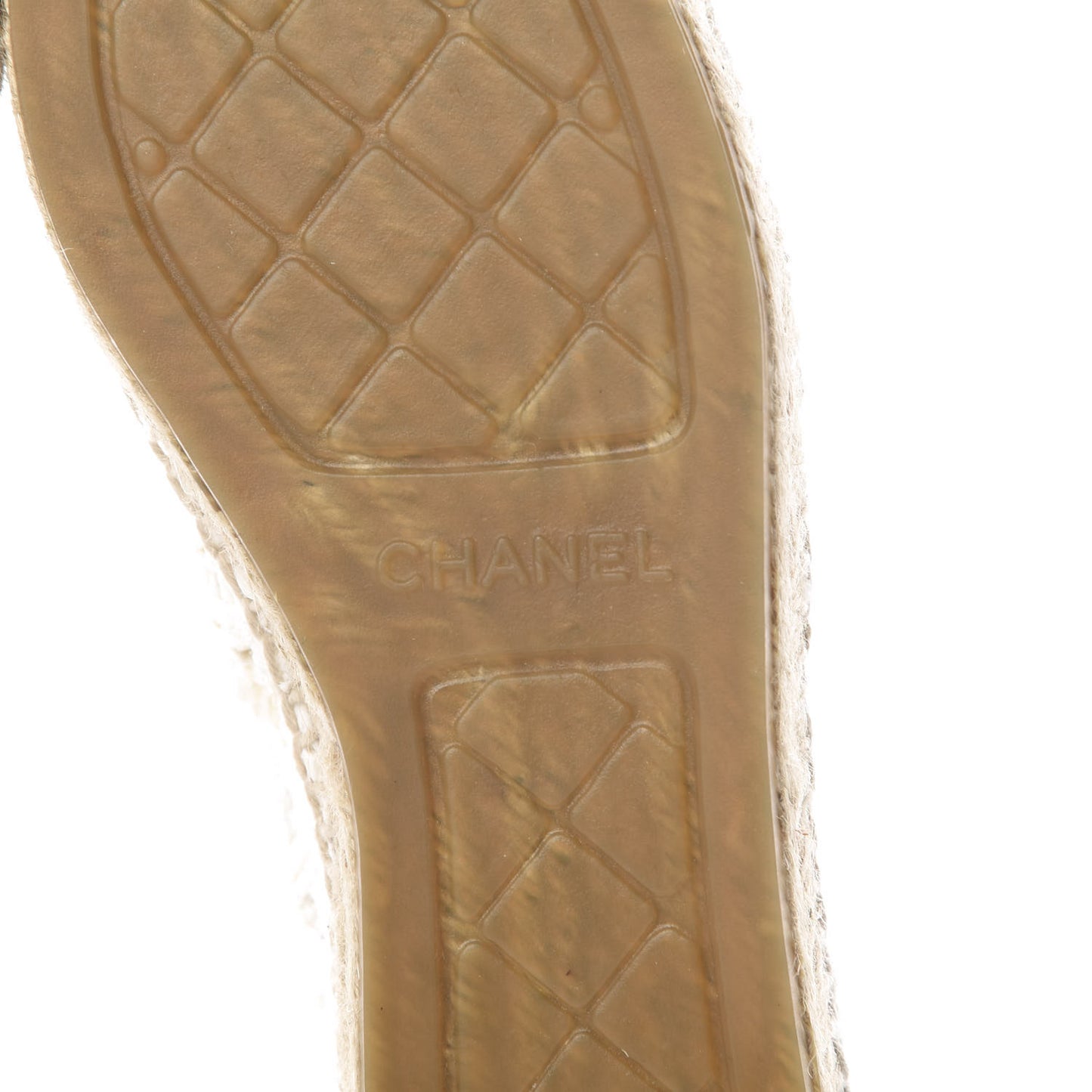 Woven Fabric Grosgrain CC Espadrilles 38 Beige Black