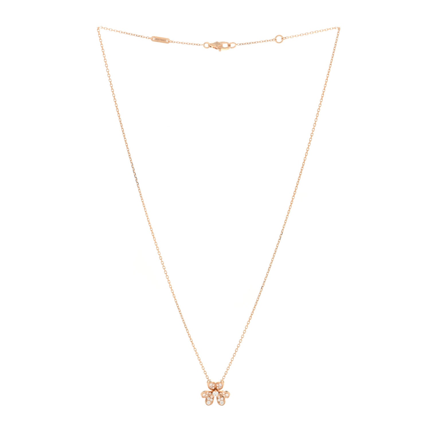 Van Cleef & Arpels 18K Rose Gold Diamond Mini Frivole Pendant Necklace 2 of 3