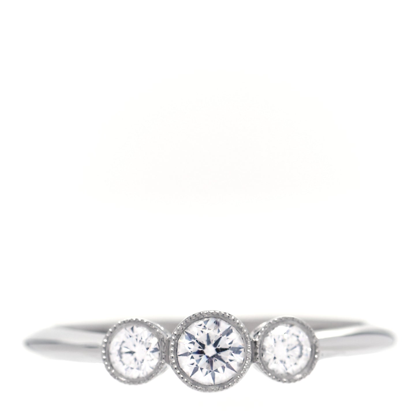 Platinum Diamond Three Stone Milgrain Ring 52 6