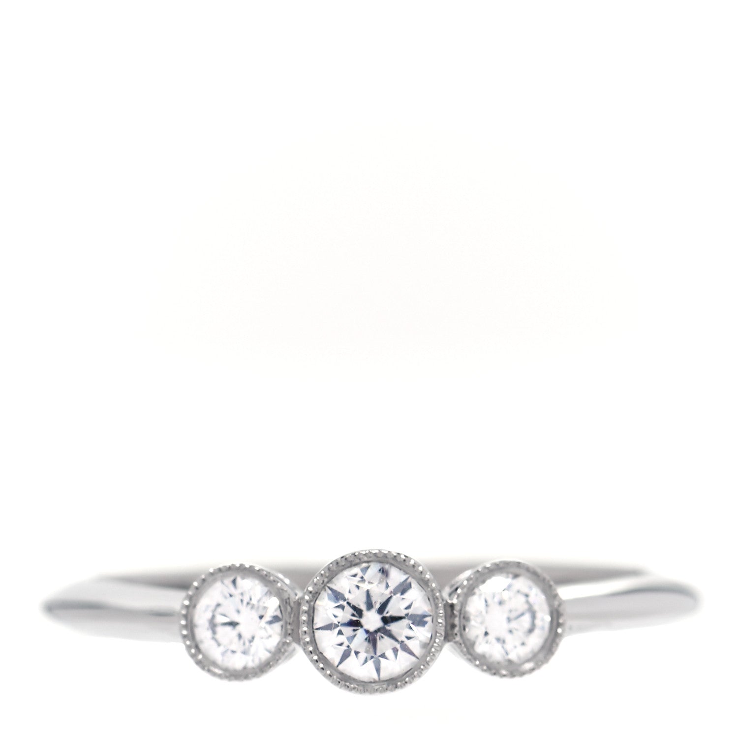 Tiffany Platinum Diamond Three Stone Milgrain Ring 52 6 1 of 4