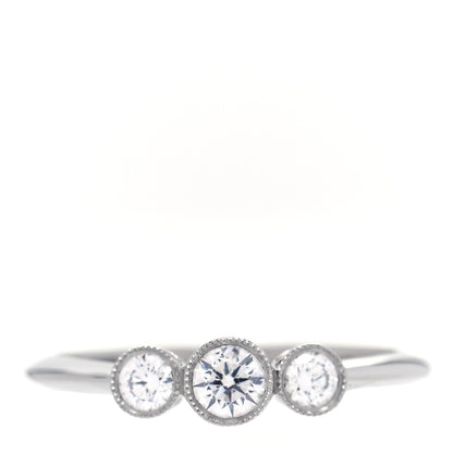 Tiffany Platinum Diamond Three Stone Milgrain Ring 52 6 1 of 4