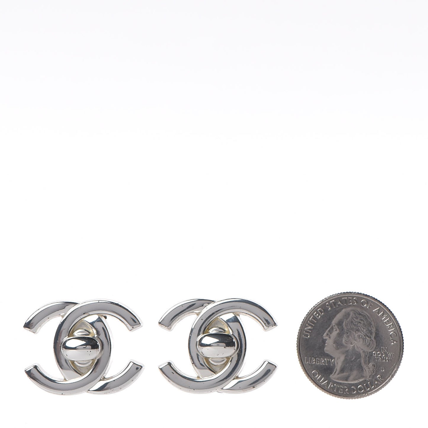CC Turnlock Clip On Earrings Silver