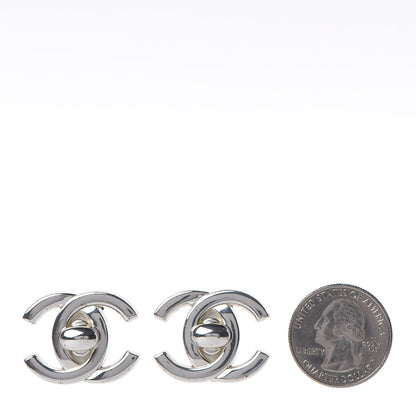 Chanel CC Turnlock Clip On Earrings Silver 2 of 5