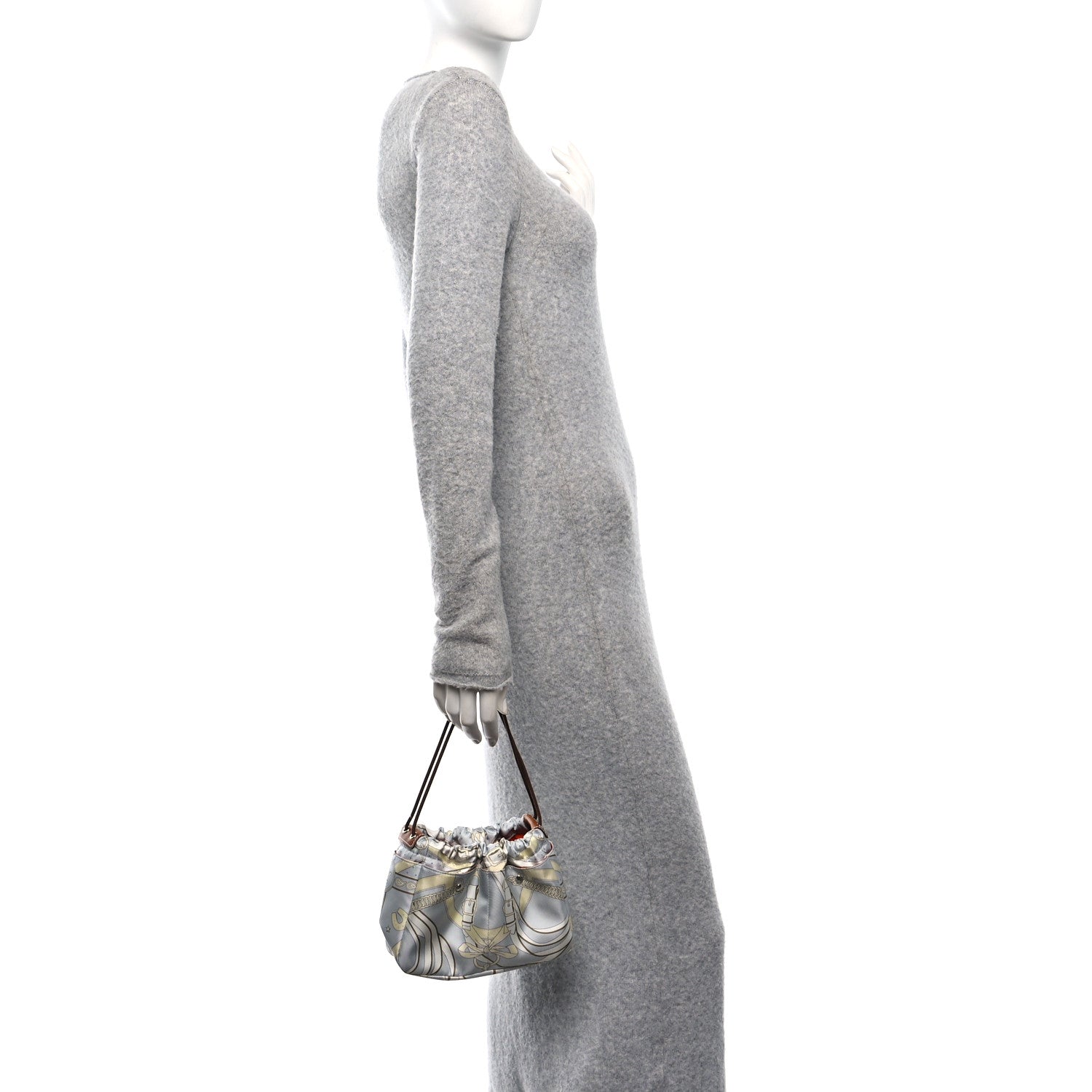 Hermes Silk Barenia Promenade du Matin Bandana 20 Bag Insert PM Gris Platine Jaune Milton Fauve 2 of 12