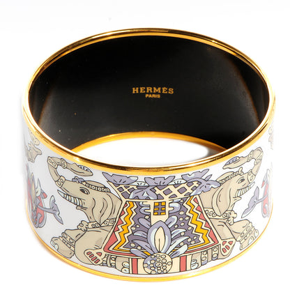 Hermes Enamel Printed Elephant Torana Extra Wide Bracelet 70 1 of 5