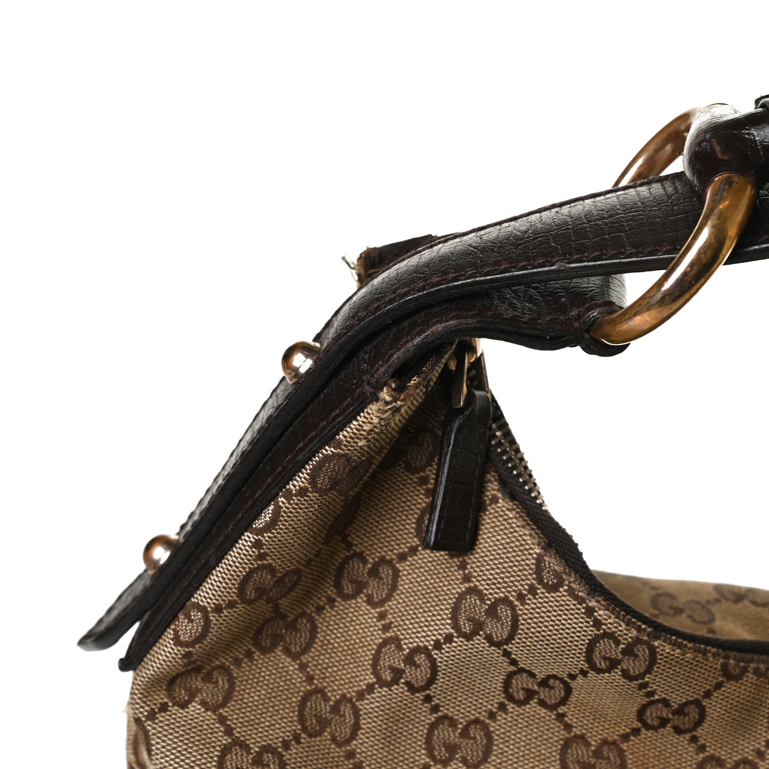 Gucci Monogram Medium Horsebit Chain Hobo Dark Brown 13 of 28