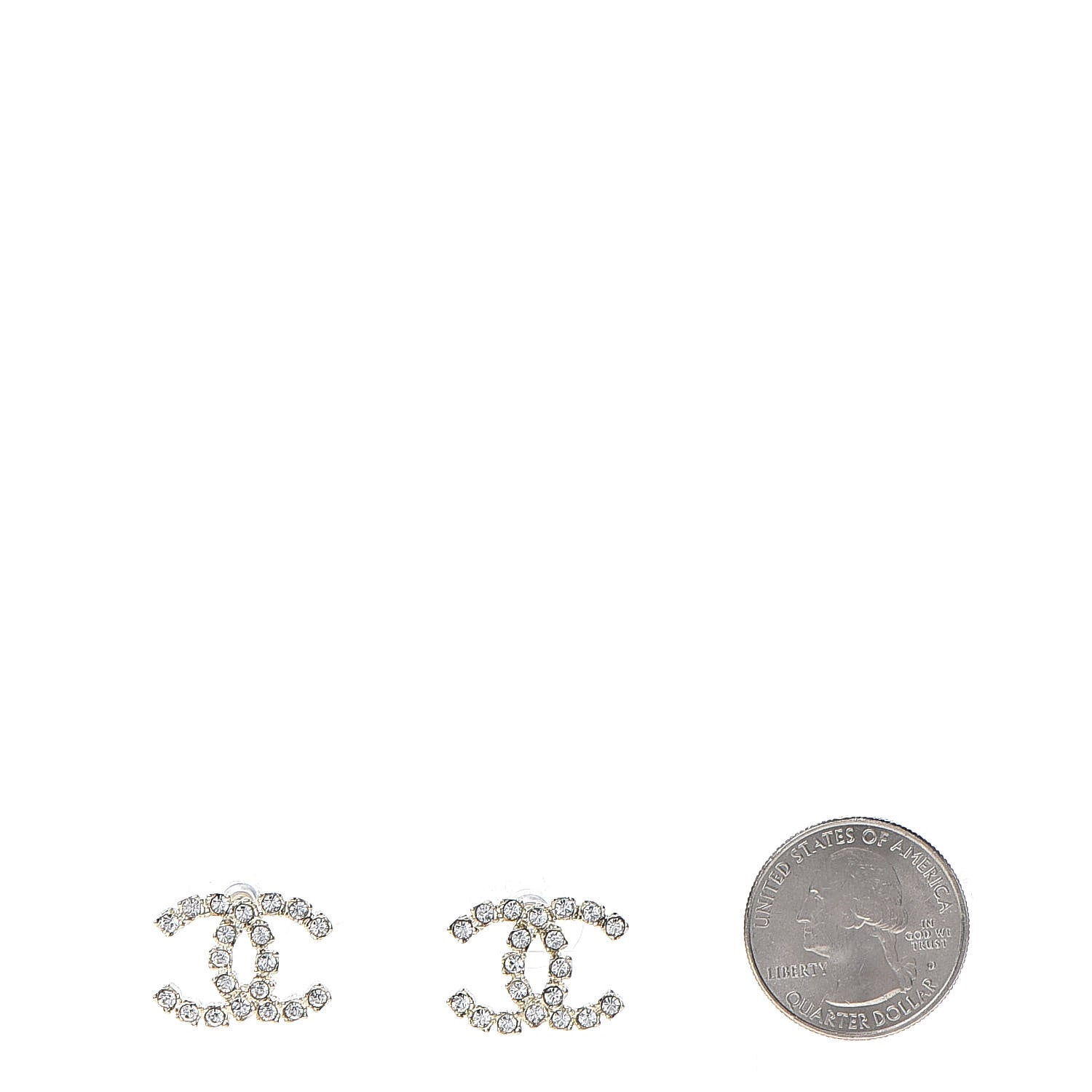 Chanel Crystal CC Earrings Gold 2 of 5