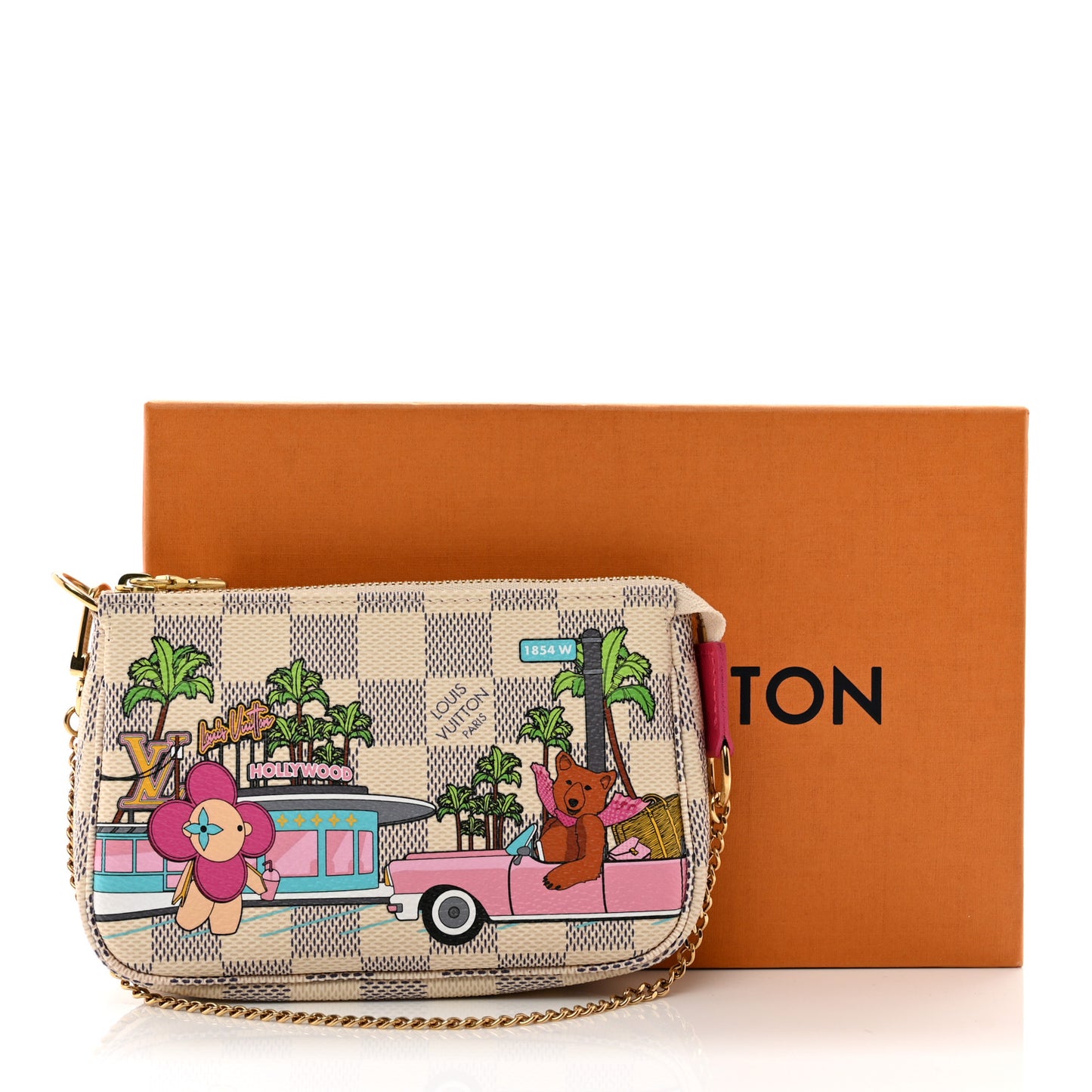 Damier Azur 2021 Christmas Animation Hollywood Mini Pochette Accessories Fuchsia