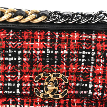 Chanel Tweed Quilted Chanel 19 Waist Bag Red Black Multicolor 8 of 10