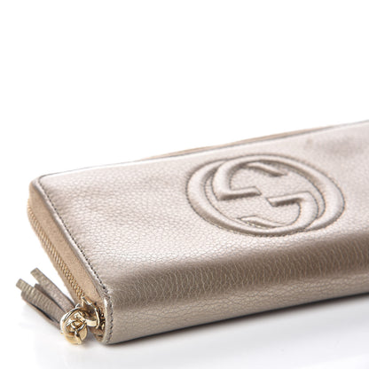 Gucci Metallic Pebbled Calfskin Soho Zip Around Wallet Golden Beige 8 of 9