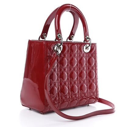 Christian Dior Patent Cannage Medium Lady Dior Red 2 of 10