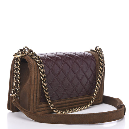 Chanel Aged Calfskin Nubuck Quilted Medium Boy Flap Burgundy 2 of 15