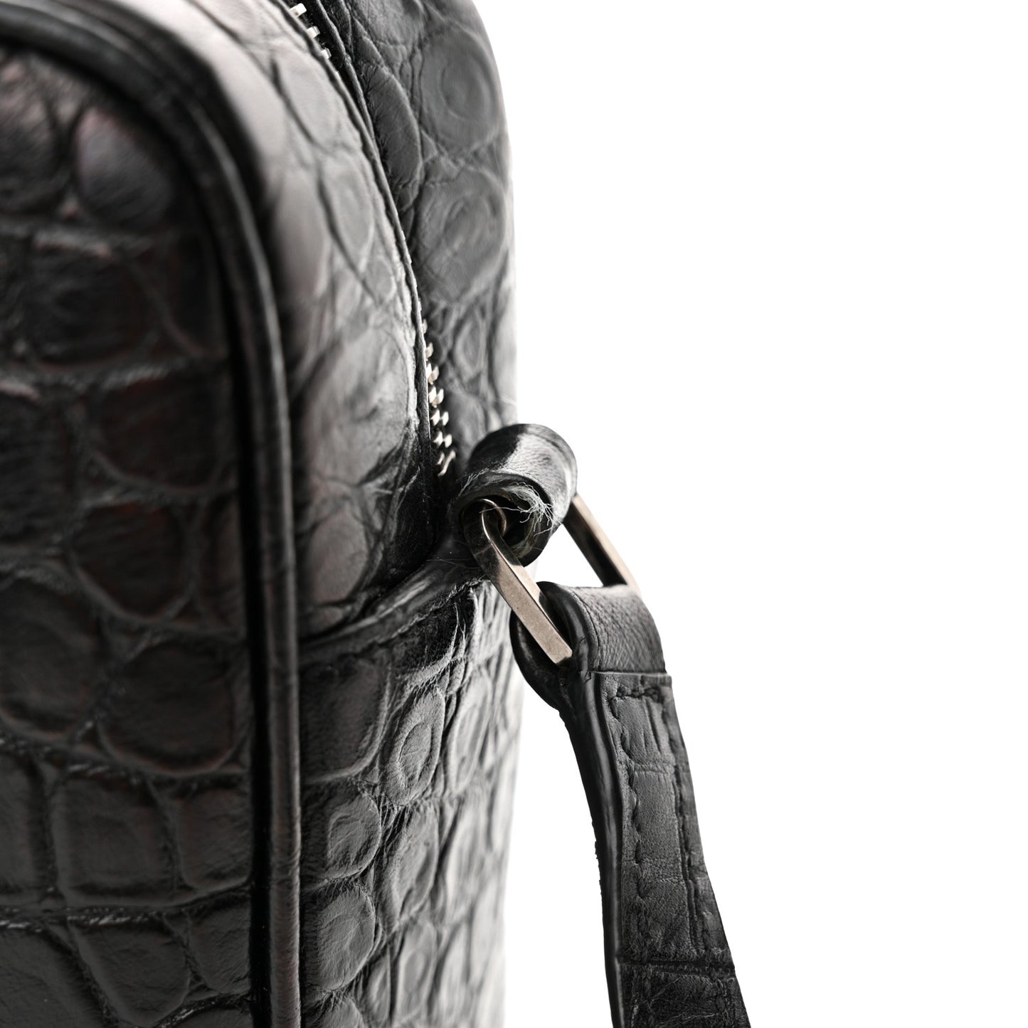 Calfskin Crocodile Embossed Monogram Lou Camera Bag Black