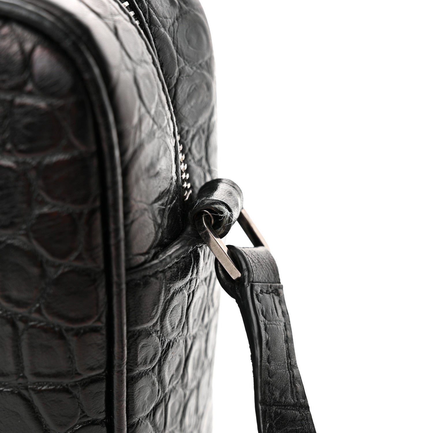 Saint Laurent Calfskin Crocodile Embossed Monogram Lou Camera Bag Black 12 of 18