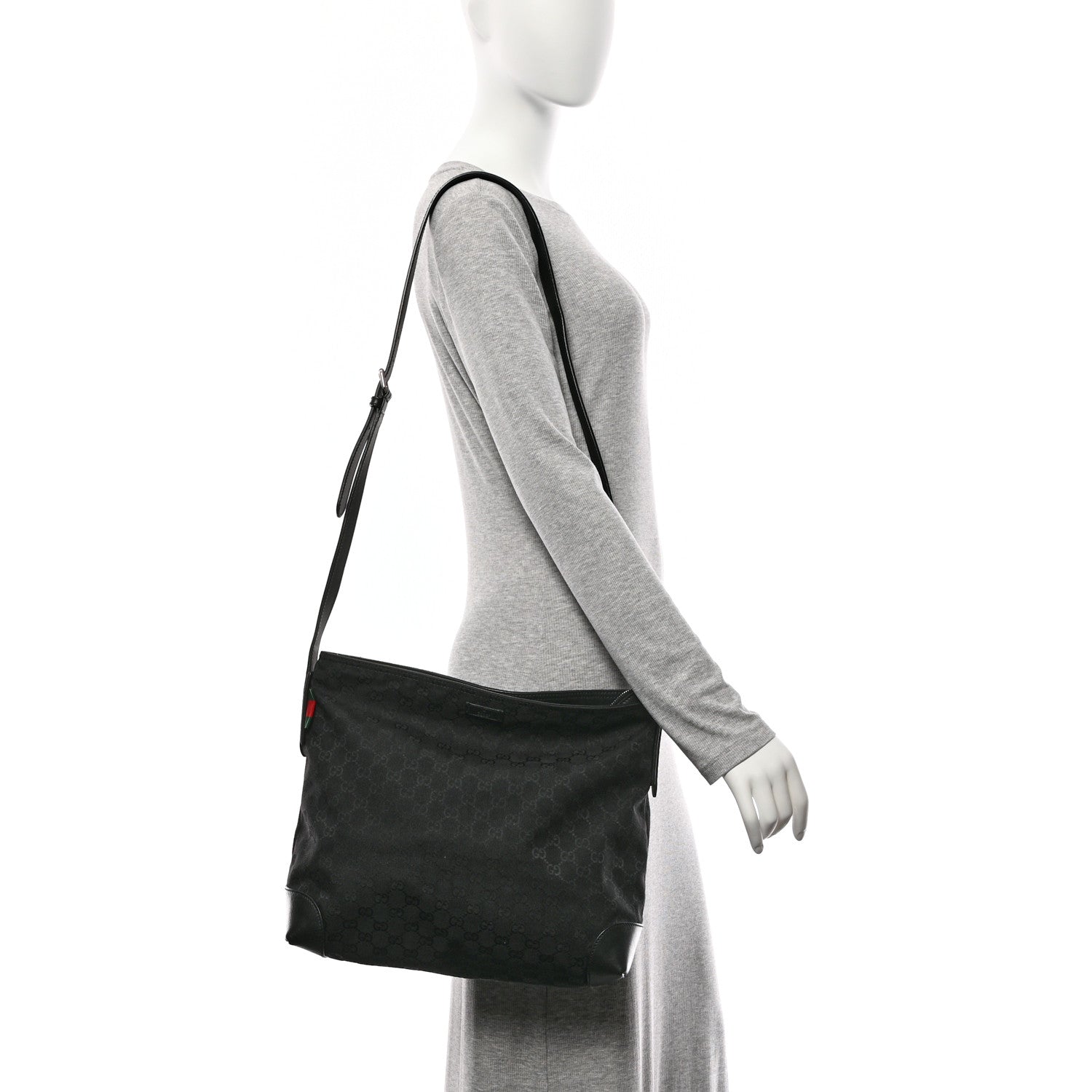 Gucci Monogram Canvas Messenger Bag Black 2 of 11