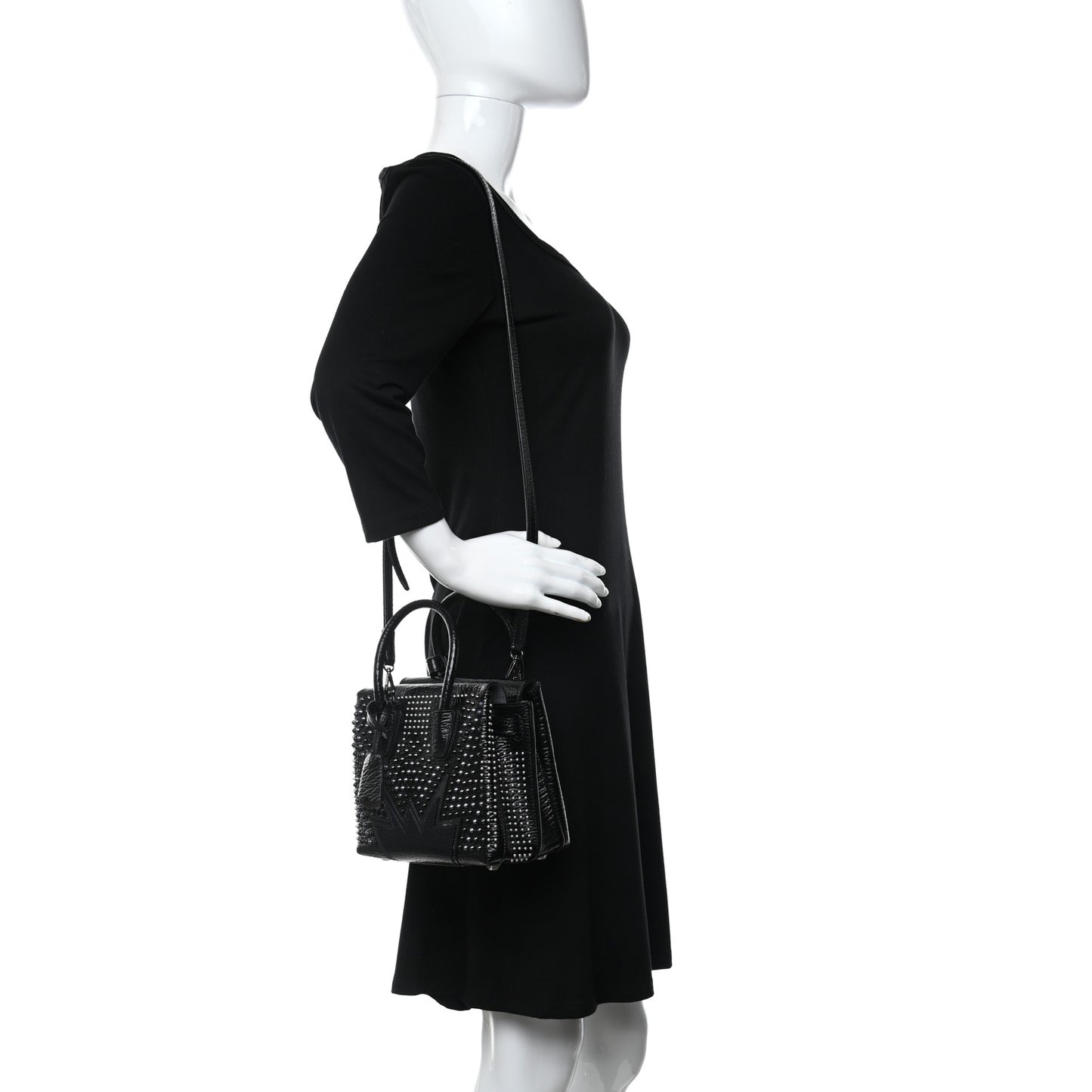 Calfskin Studded Cyber Studs Mini Milla Tote Black