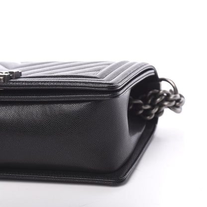 Chanel Caviar Chevron Quilted Medium Boy Flap Black 8 of 9