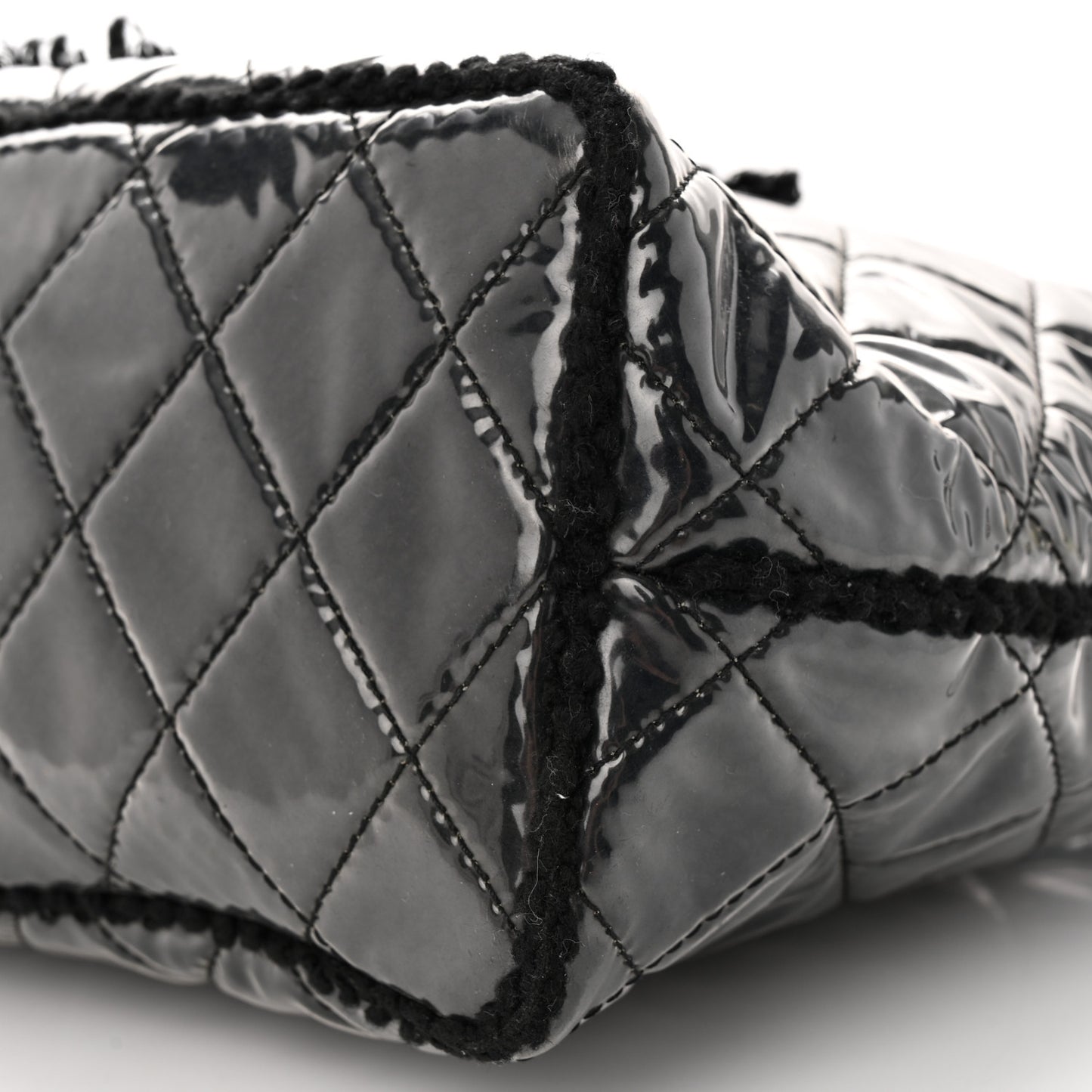 Vinyl Quilted Funny Tweed Tote Black