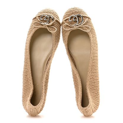 Gucci Cotton Crochet GG Ballet Flats 39.5 Ecru Sandstorm 2 of 8