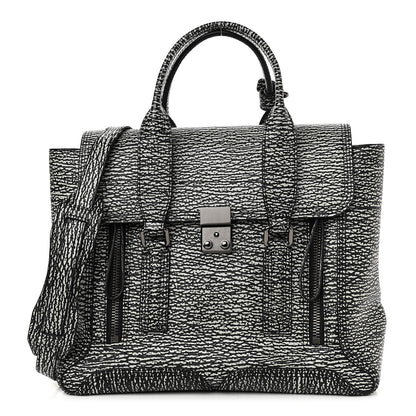 3.1 Phillip Lim Textured Calfskin Medium Pashli Satchel Black Cream 1 of 10