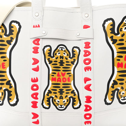 Louis Vuitton X NIGO Calfskin Tiger Journey Tote White 6 of 8