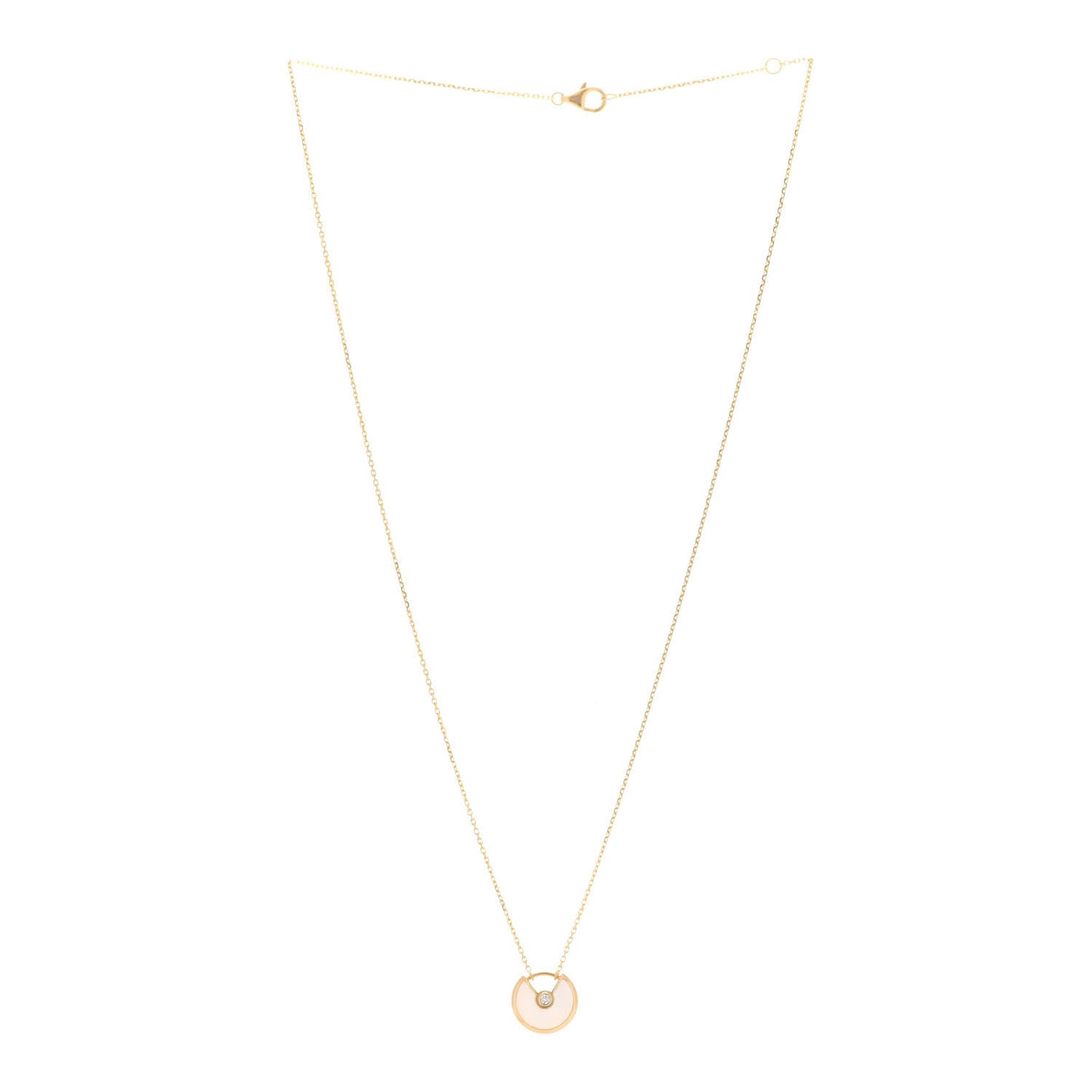 18K Yellow Gold Diamond Mother of Pearl XS Amulette de Cartier Pendant Necklace