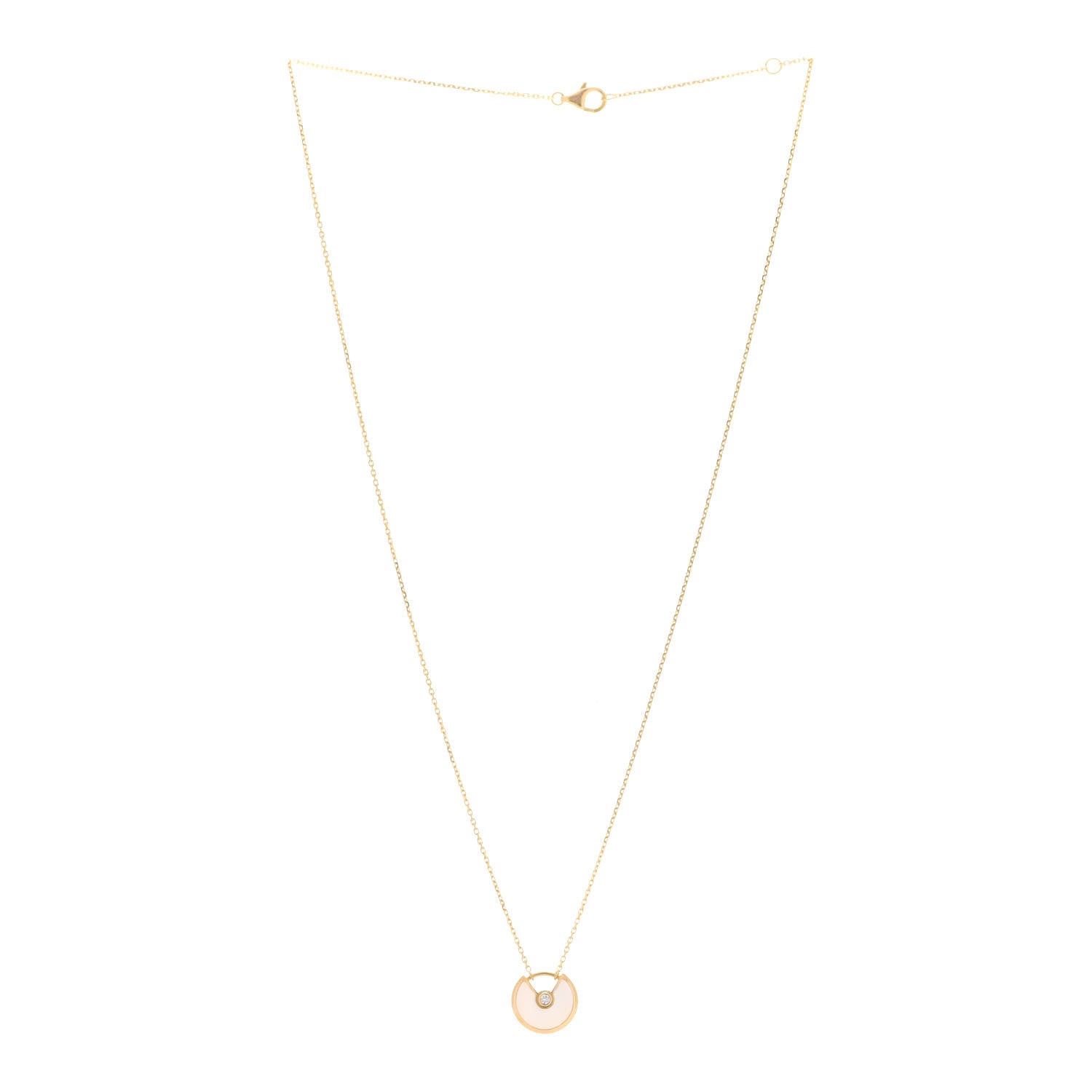 Cartier 18K Yellow Gold Diamond Mother of Pearl XS Amulette de Cartier Pendant Necklace 3 of 8