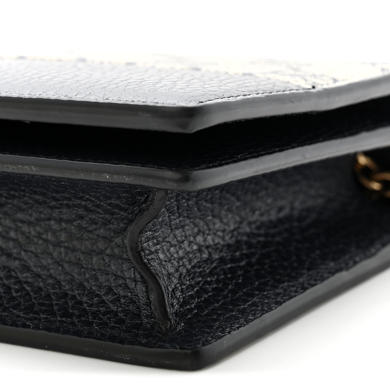 Gucci GG Supreme Monogram Textured Dollar Calfskin Mini GG Marmont Chain Wallet Beige Blue 9 of 9