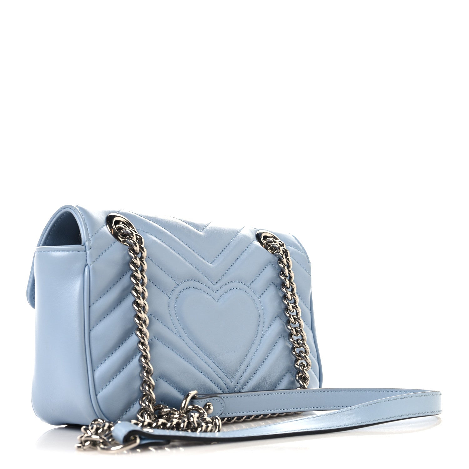 Gucci Calfskin Matelasse Mini GG Marmont Shoulder Bag Porcelain Light Blue 3 of 10