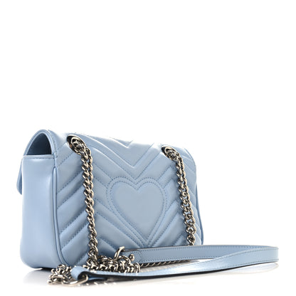 Gucci Calfskin Matelasse Mini GG Marmont Shoulder Bag Porcelain Light Blue 3 of 10