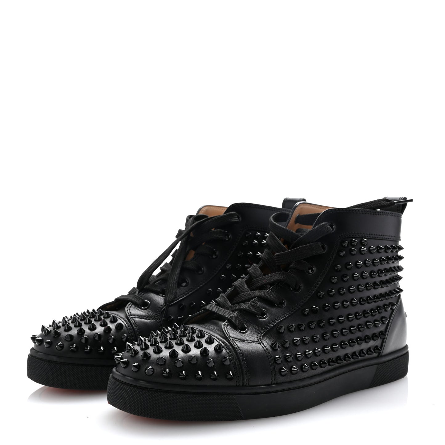 Calfskin Mens Louis Spikes Flat Sneakers 43 Black