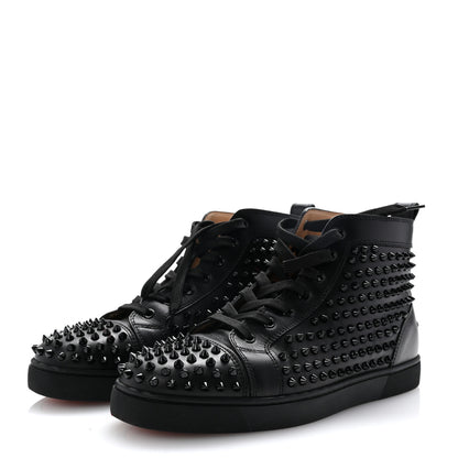 Christian Louboutin Calfskin Mens Louis Spikes Flat Sneakers 43 Black 4 of 8