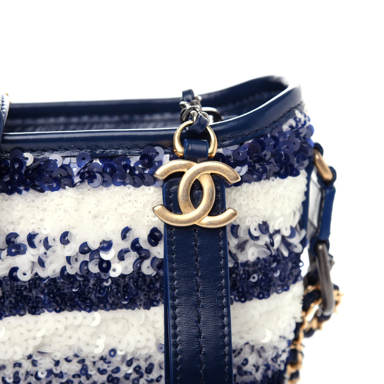 Chanel Sequin Calfskin Small Gabrielle Hobo Blue White 10 of 10