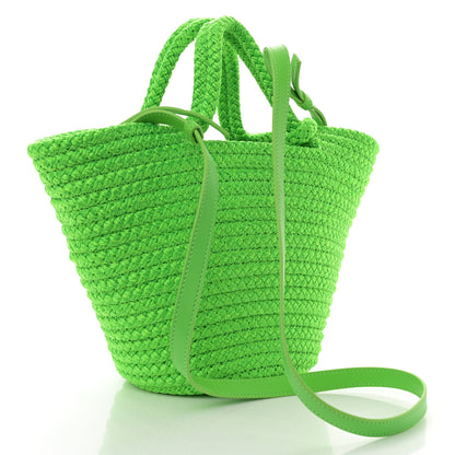 Balenciaga Nylon Lambskin Woven Mini Ibiza Basket With Strap Acid Green 3 of 10