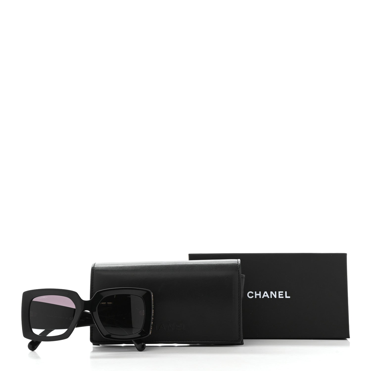 Chanel Acetate Rectangle Sunglasses 5435 Black 8 of 8