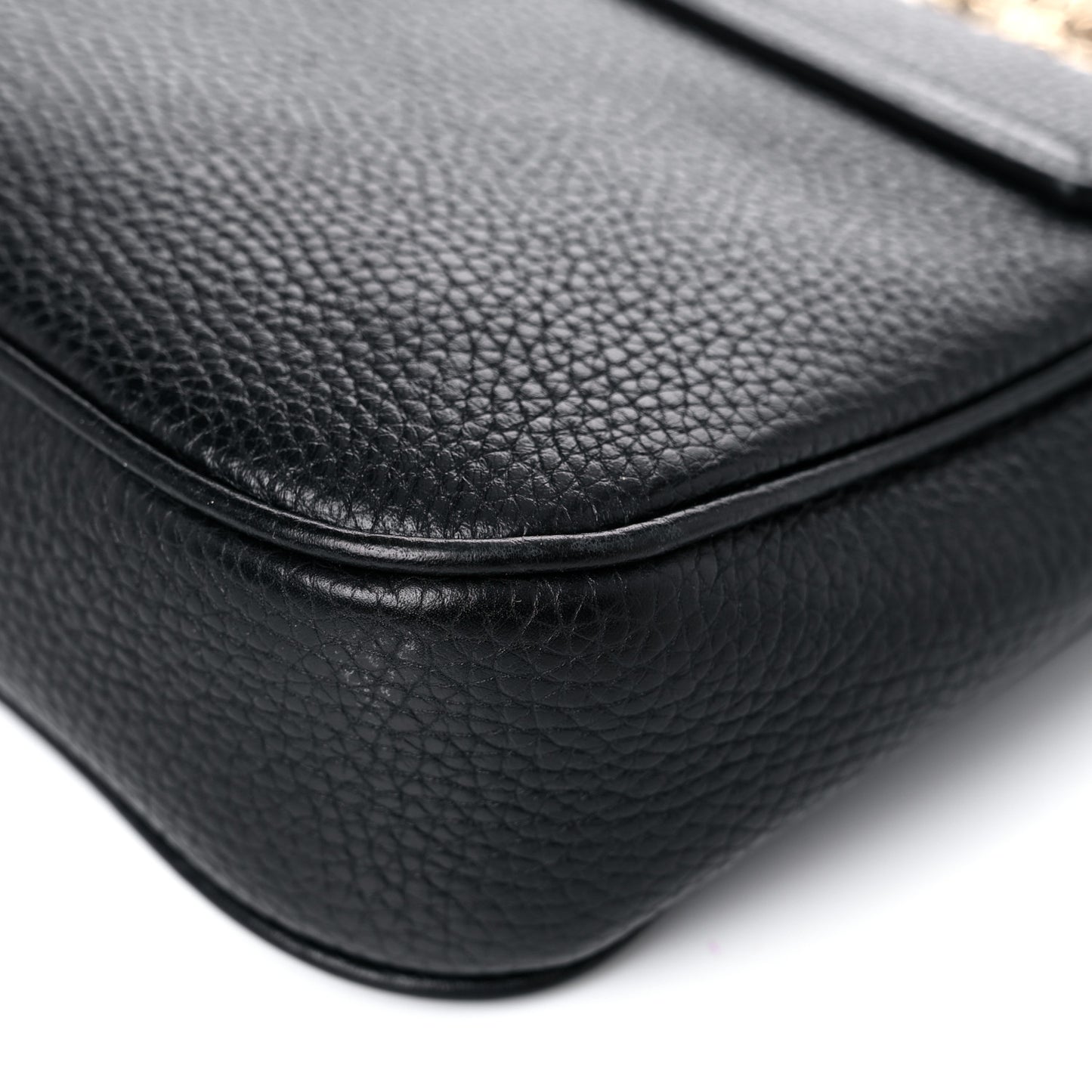Pebbled Calfskin Medium Soho Flap Crossbody Black