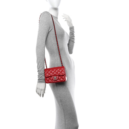 Chanel Lambskin Quilted Mini Square Flap Dark Red 2 of 10