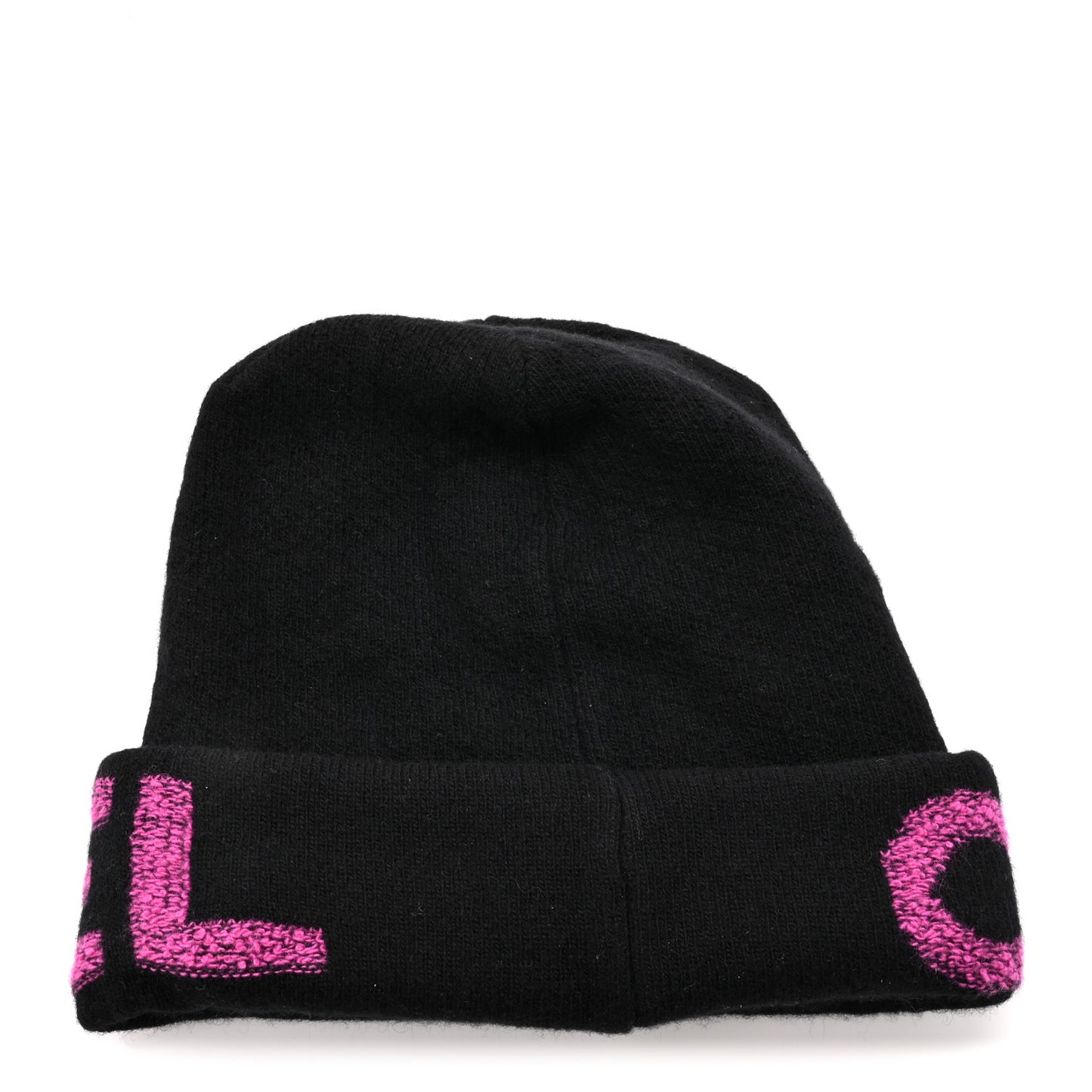 Cashmere Logo Beanie Hat Black Fuchsia