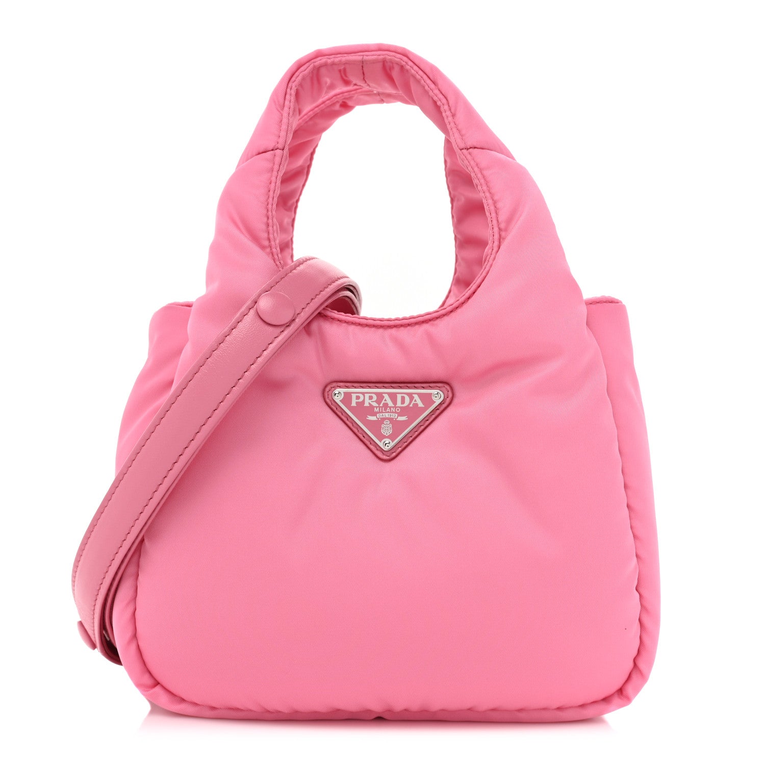 Prada Re-Nylon Soft Padded Small Double Handled Shoulder Bag Begonia 1 of 8