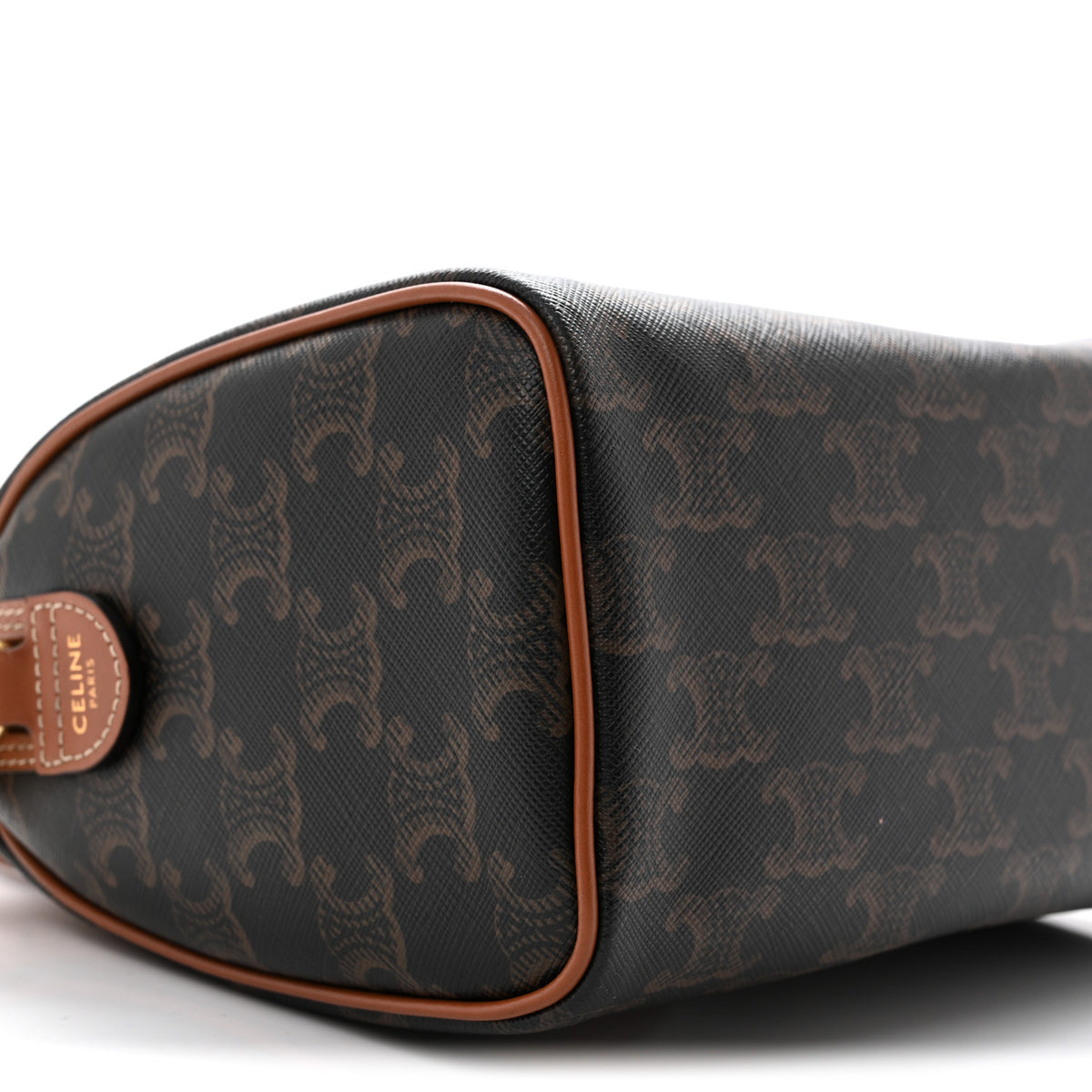 Celine Triomphe Canvas Calfskin Small Boston Bag Tan 8 of 12