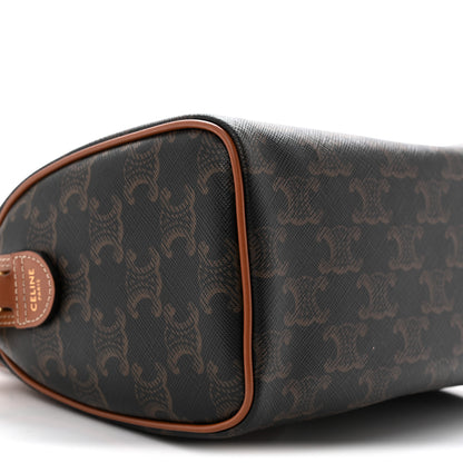 Celine Triomphe Canvas Calfskin Small Boston Bag Tan 8 of 12
