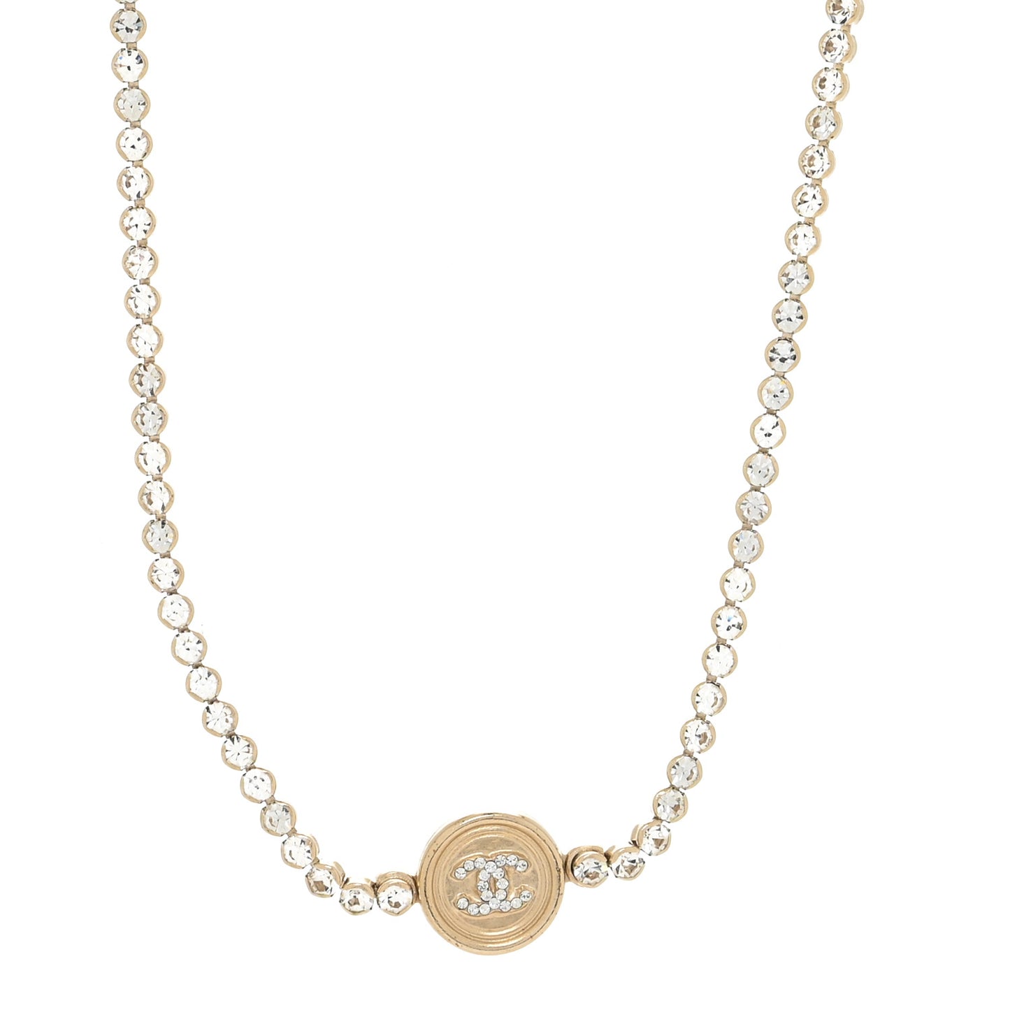 Crystal CC Chain Short Necklace Gold