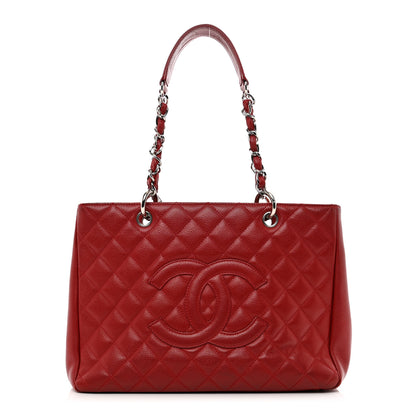 Chanel Caviar Quilted Grand Shopping Tote GST Red 1 of 11