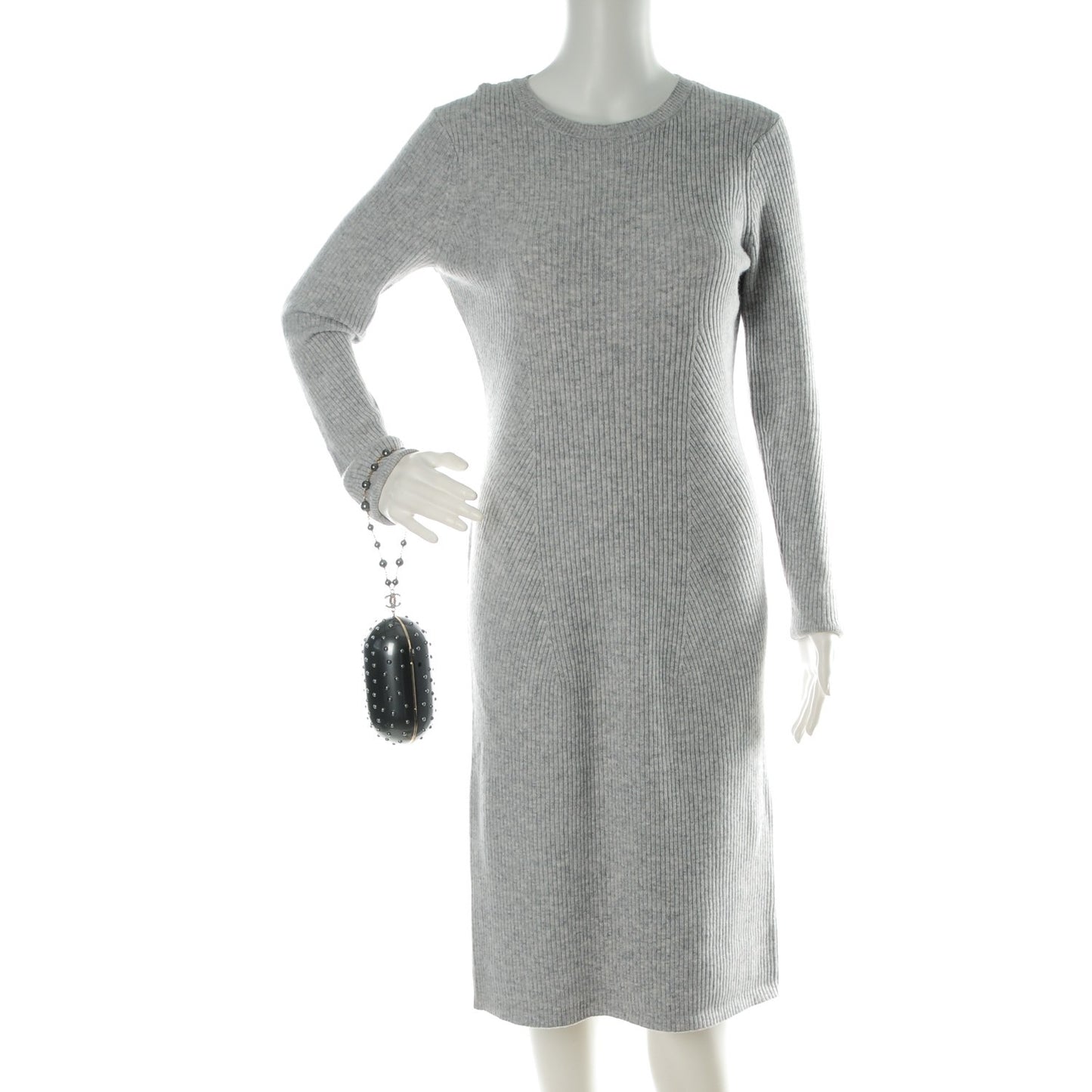 Resin Crystal Pearl Clutch Dark Grey