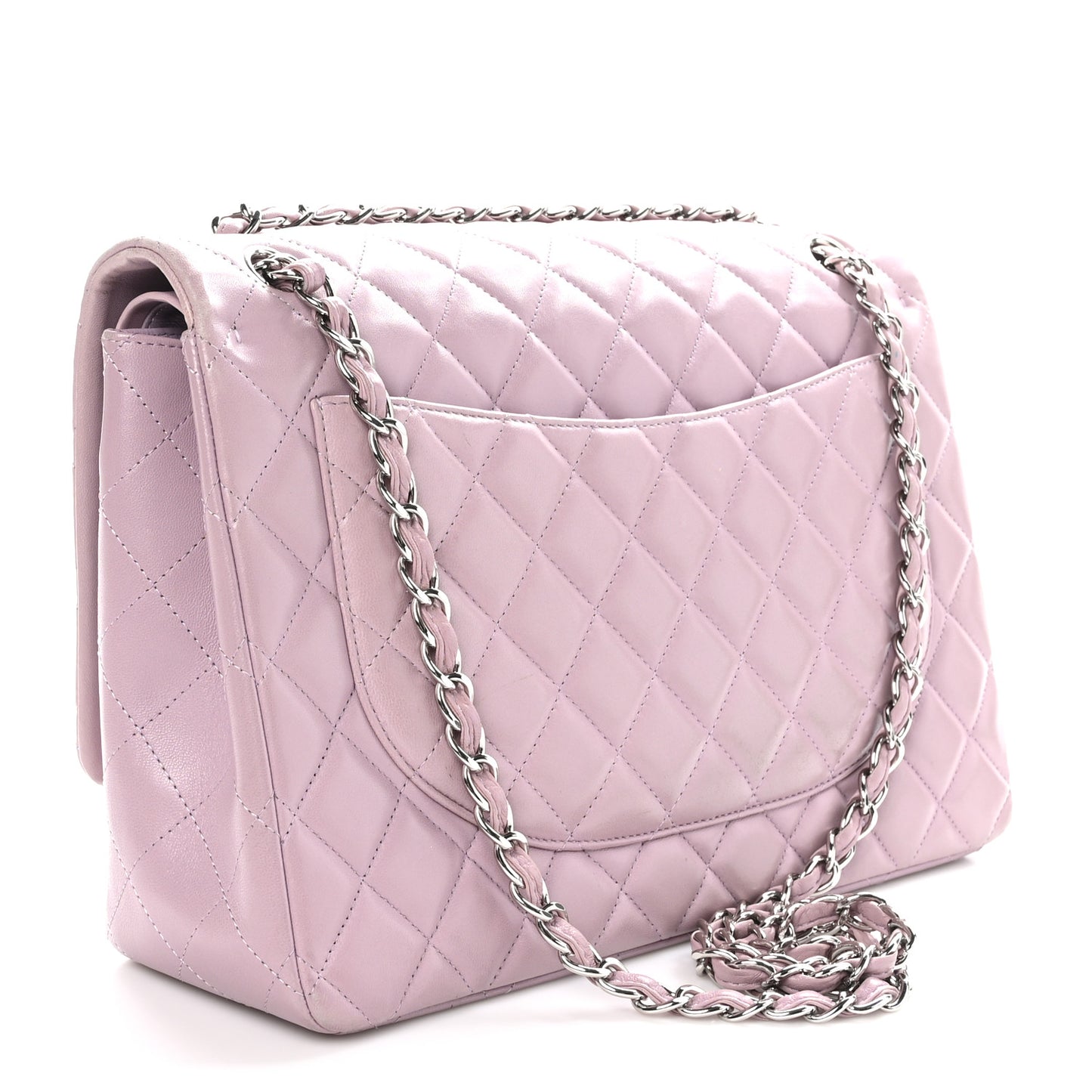Lambskin Quilted Maxi Double Flap Light Purple