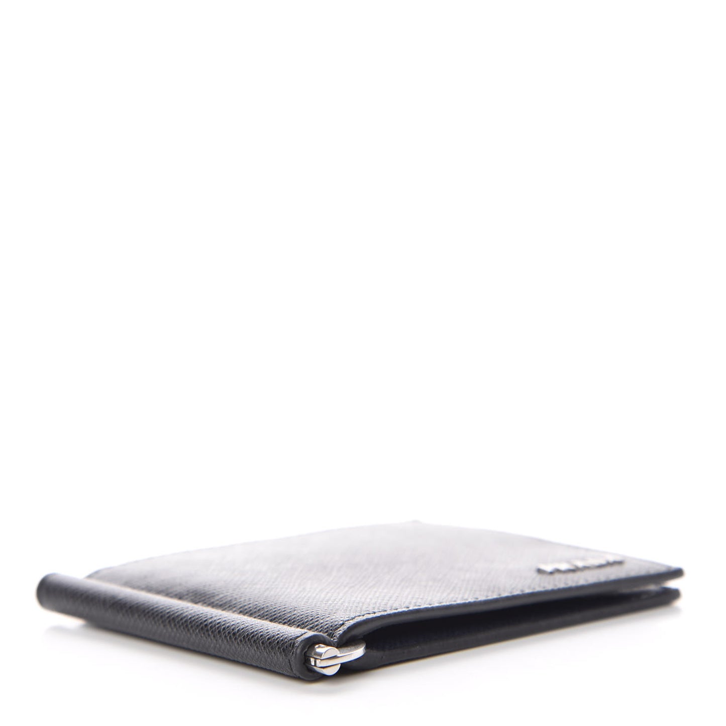 Saffiano Metal Bi-Color Money Clip Bi-Fold Wallet Black Baltico